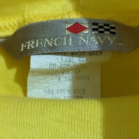 80s Mock Neck Yellow Dolman Sleeve Top with Puff Paint Designs - Picture 5 of 8